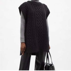 I LOVE Mr MITTENS Cable Knit Sleeveless Tunic Sweater Vest with Side Slits.